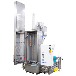 Cabinet-style cleaning system with multiple D.I. rinses Cabinet-style cleaning system with multiple D.I. rinses