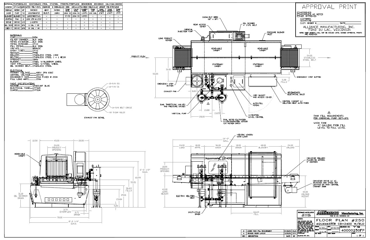 250FP REV-B Aquamaster CB-2400 (Machine #250) Blueprint SOLD