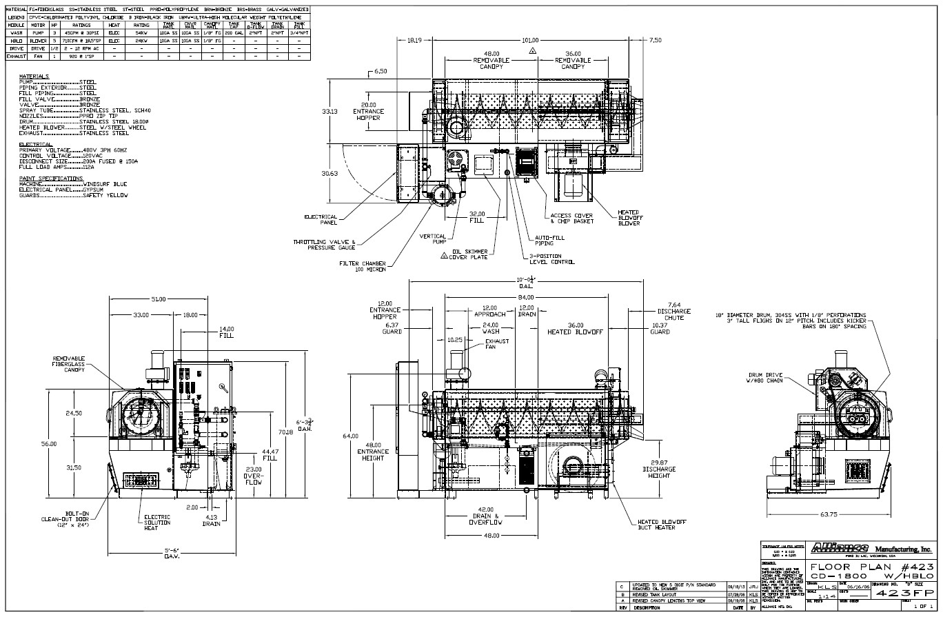 423FP Rev-B Aquamaster CD-1800 (Machine #423) Blueprint