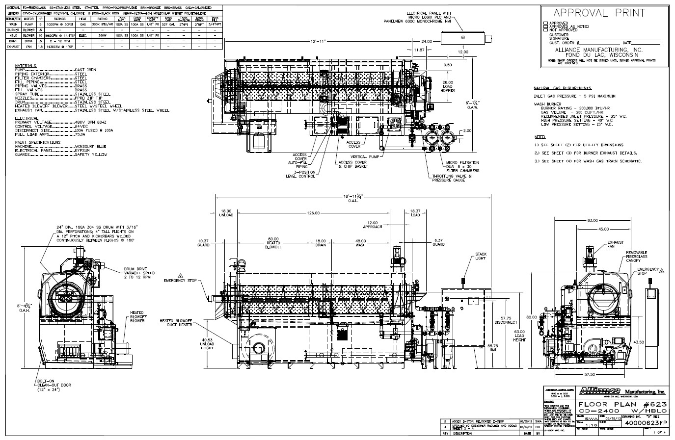 623FP Sht 1 Rev-B Aquamaster CD-2400 (Machine #623) Blueprint
